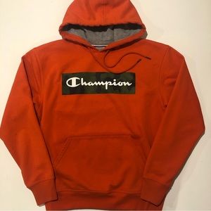 Champion Red Hoodie with Black Logo